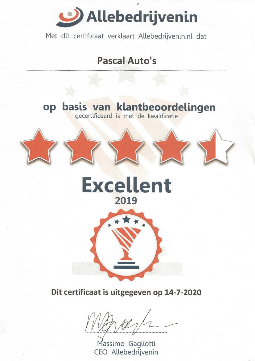 Certificaat Pascal Auto's