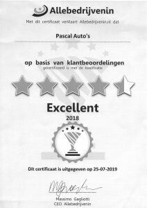 Certificaat Pascal Auto's